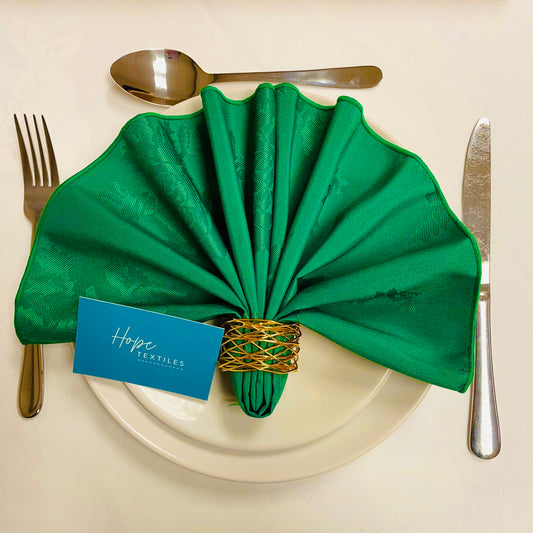 Emerald Green Damask Rose Napkin