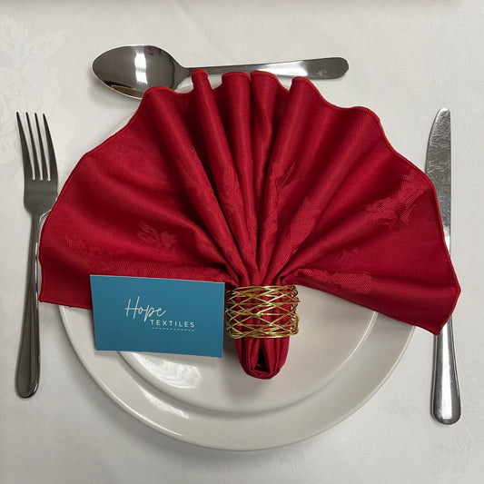 Cherry Red Damask Rose Napkin