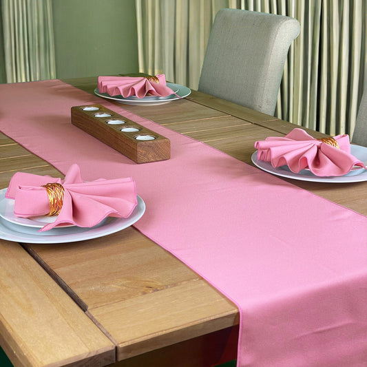 Baby Pink Table Runner and matching Napkins in Soft Polyester Fabric
