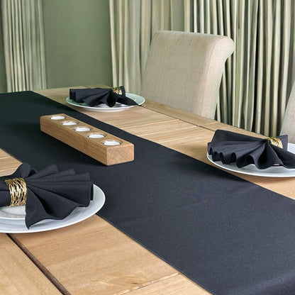 Black Cotton Look Napkin and Runner Set