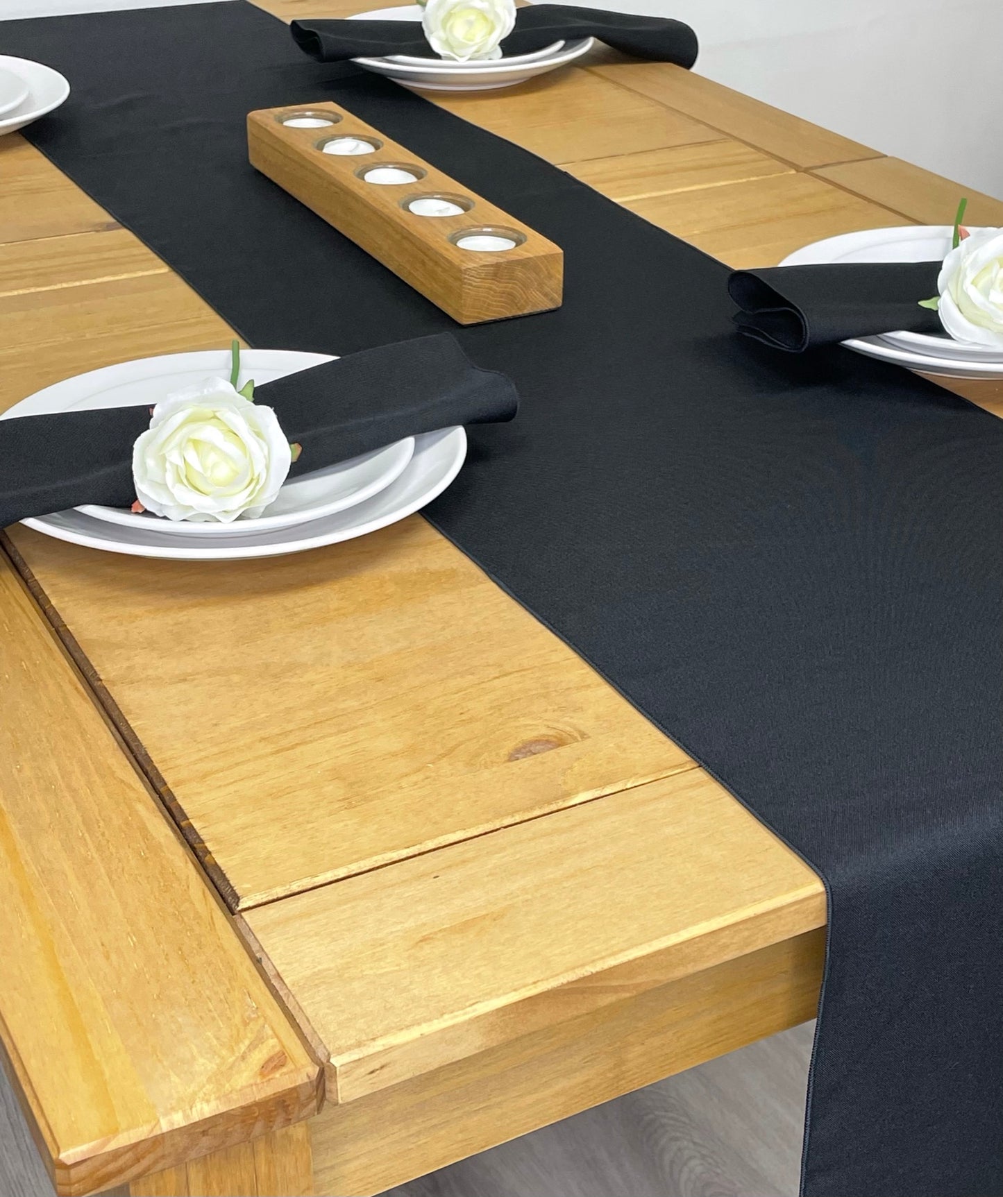 Black Cotton Look Table Runner