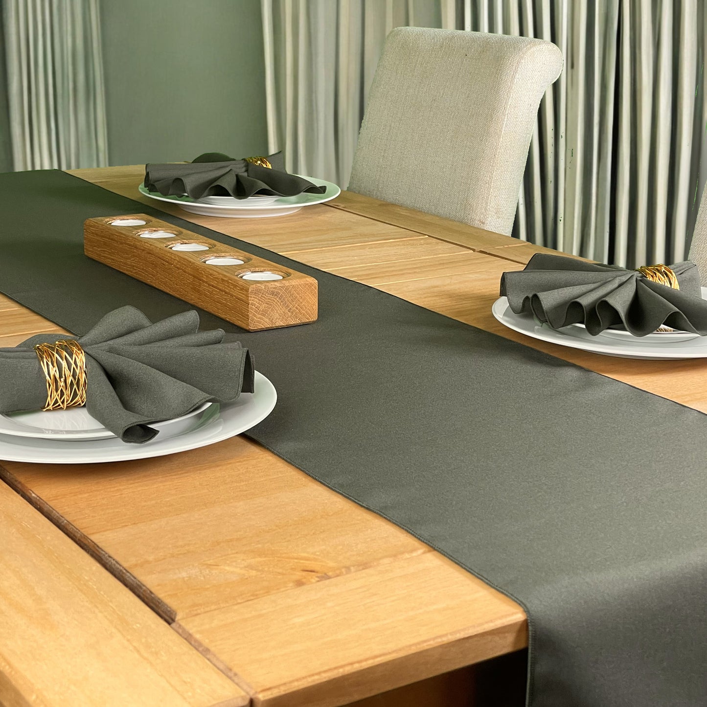 Dark Olive Polyester Table runner