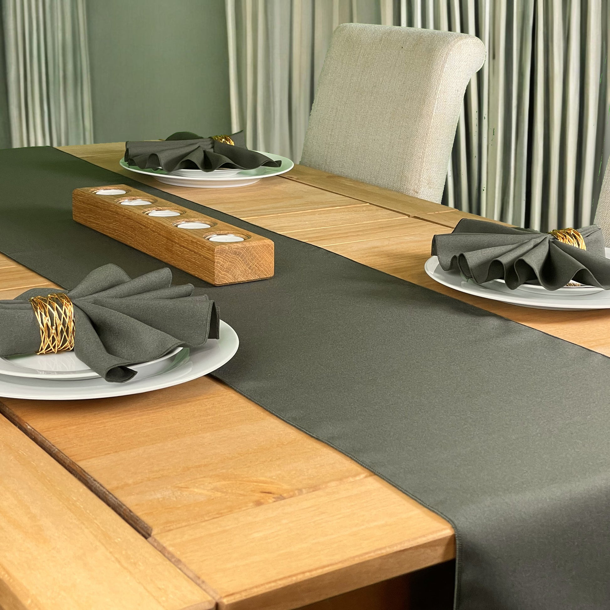 Dark Olive Polyester Table runner