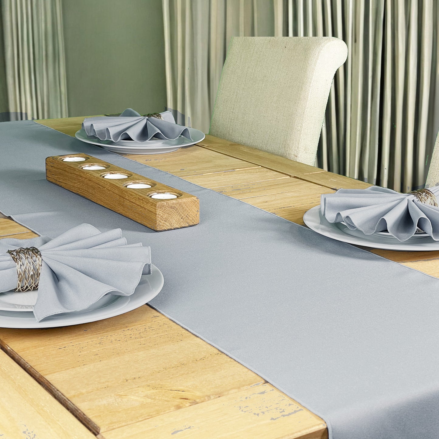 Light Grey Table Runner and Napkin Set