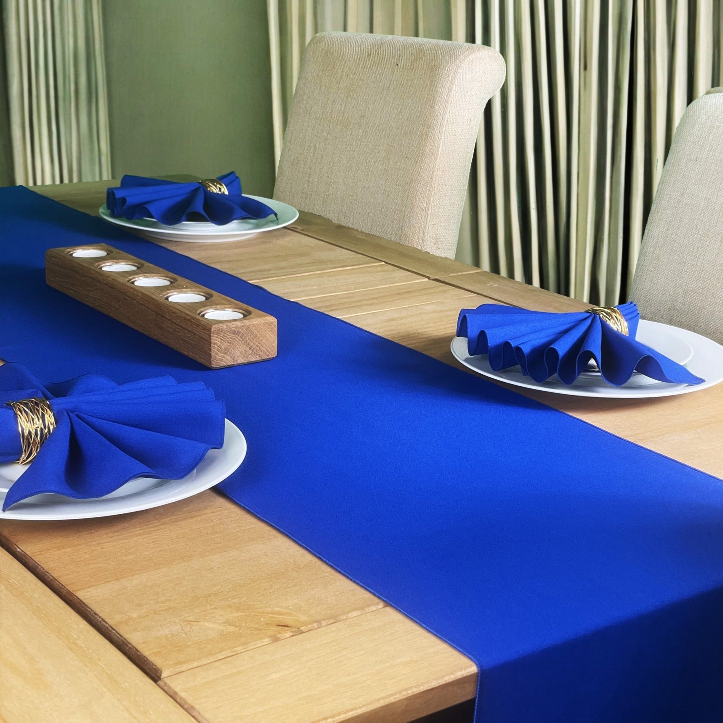 Royal Blue Table Runner and Napkins Set