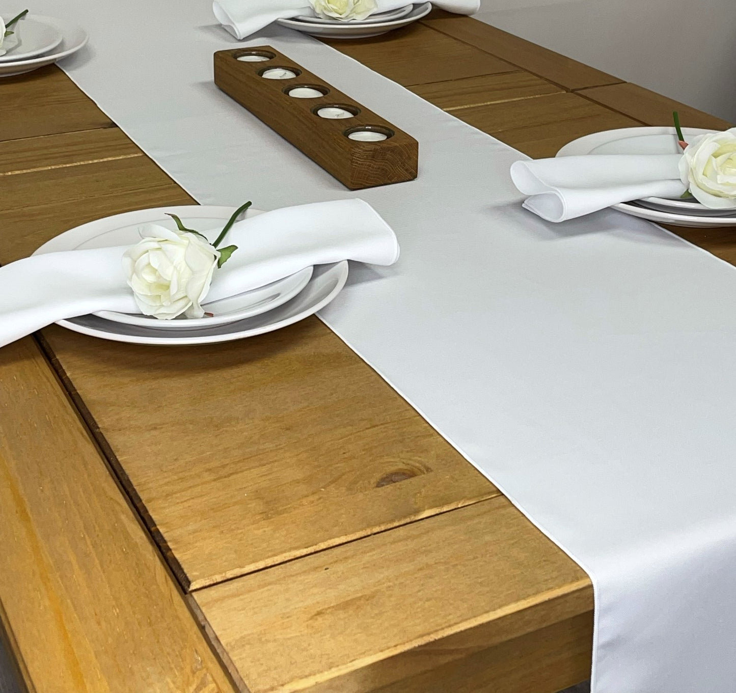 White Cotton Look Table Runner