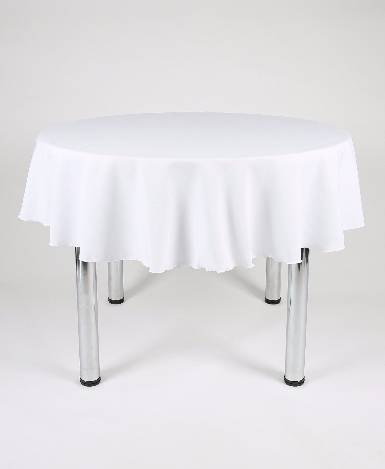 White Cotton Look Round Plain Tablecloth