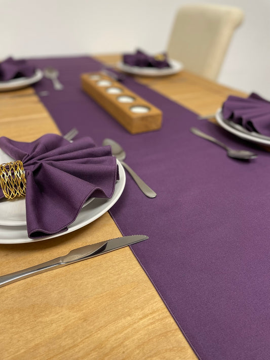 Aubergine Cotton Napkin and Runner Set