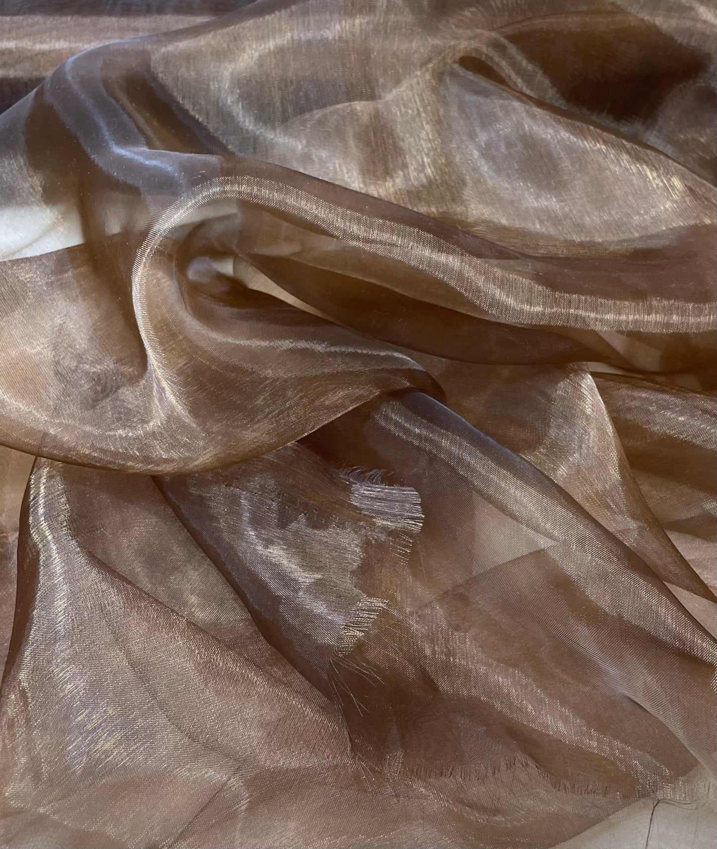 Brown Plain Dye Organza Fabric