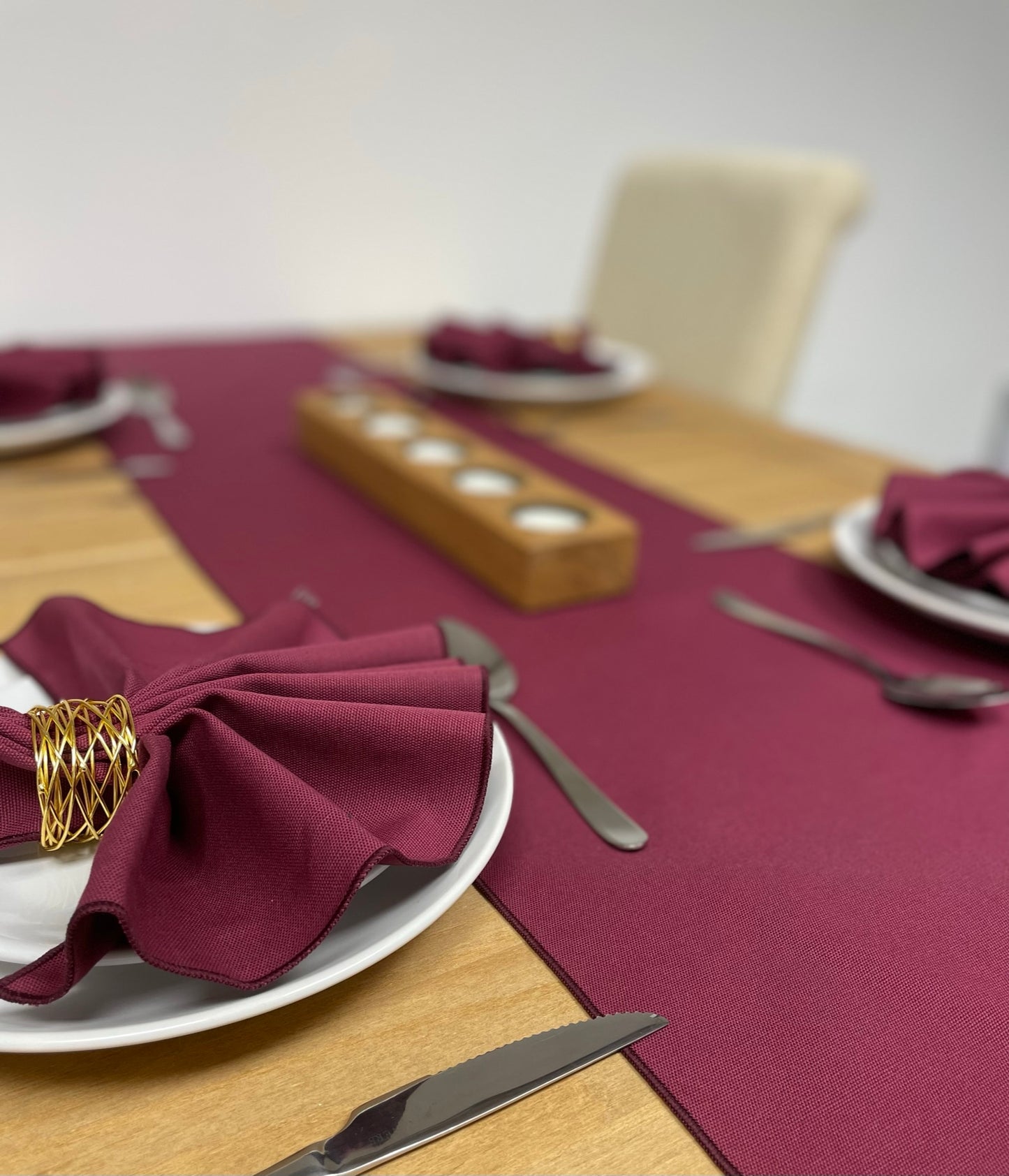 Burgundy Cotton Napkin and Runner Set