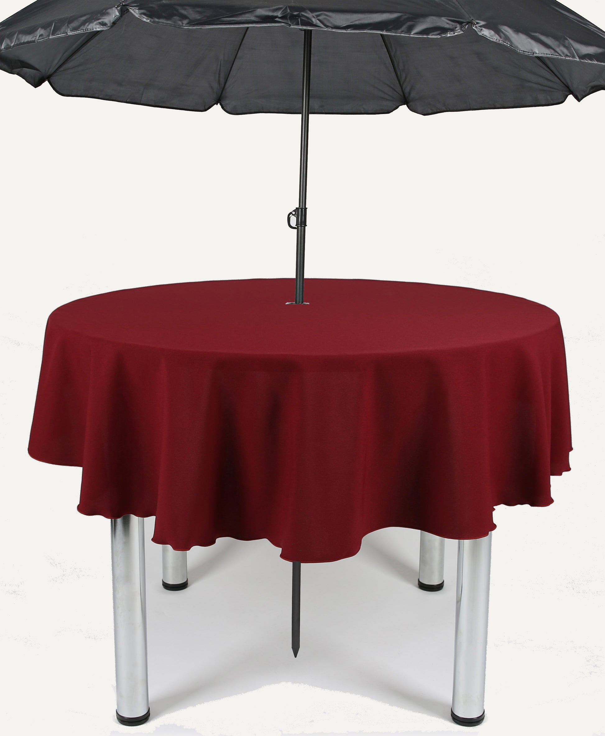 Burgundy Plain Patio Round Tablecloth