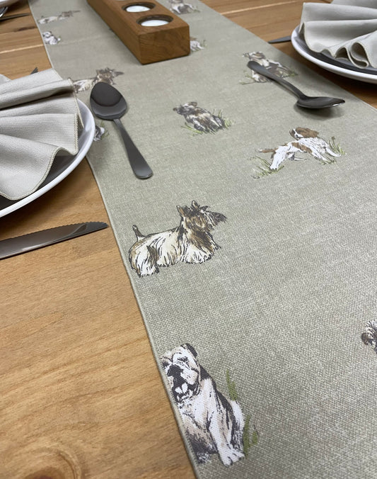 Cotton Dog Print Table Runner