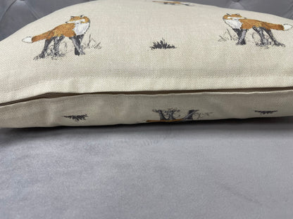 Cotton Fox Print Cushion Cover in natural shades