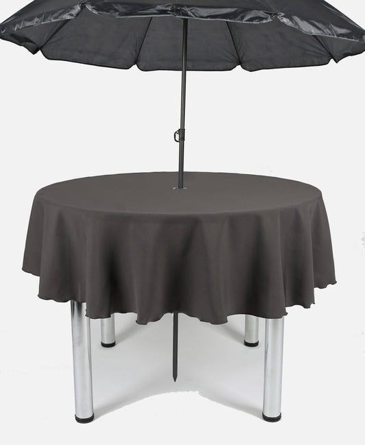 Dark Grey Plain Patio Round Tablecloth