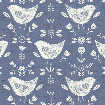 Scandi Narvik Bird Print Cotton Fabric