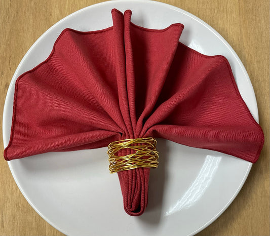 Rosso Red Plain Cotton Napkin (Pack of 4)