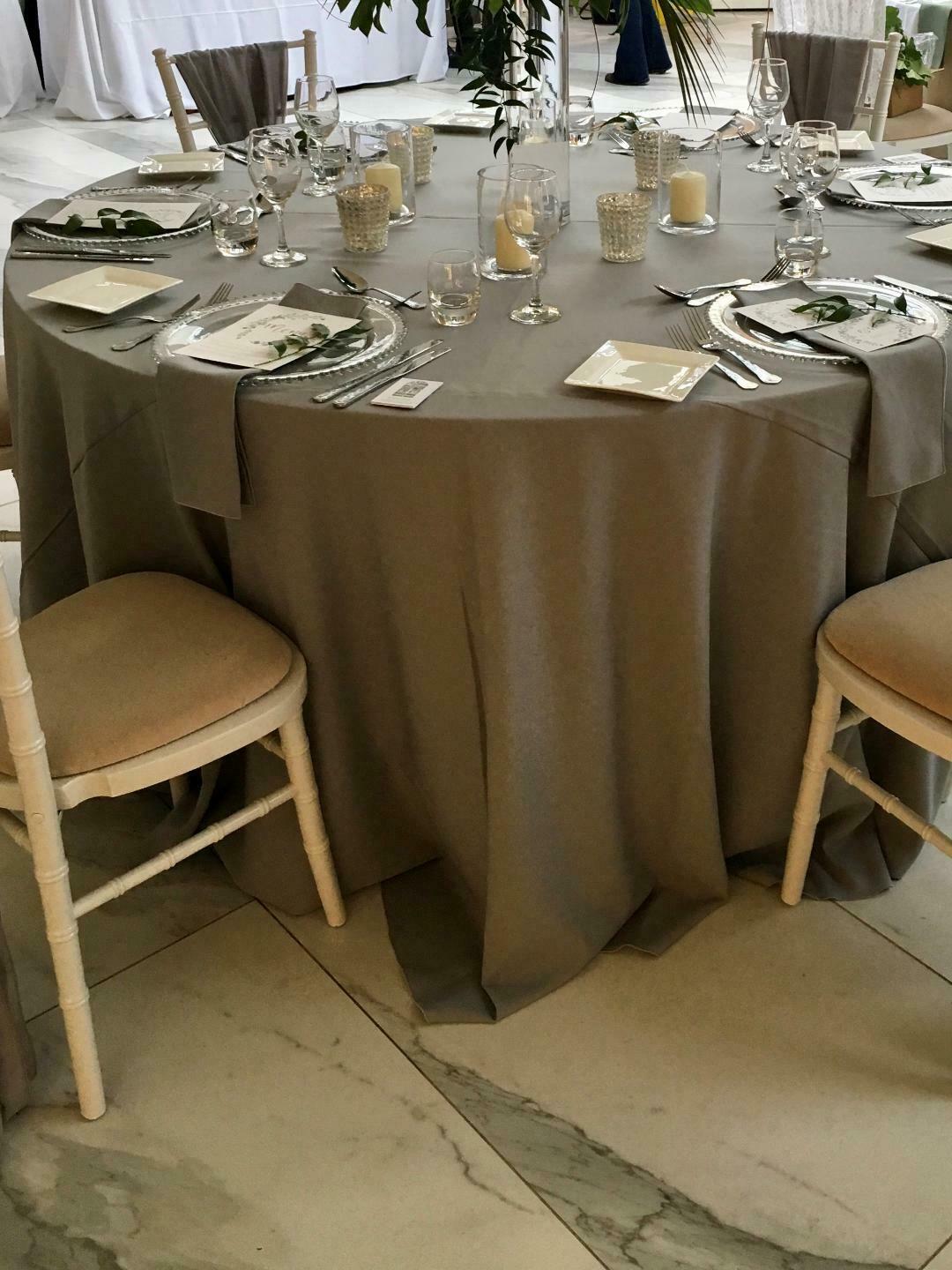 Silver Round Plain Tablecloth - Extra Wide Suitable for weddings, parties, christenings